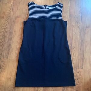 Laundry by Design Women sleeveless shift dress navy blue white stripe size 12